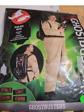 Adult Ghostbusters Zip Up Jumpsuit w/ 4 Patches Costume Size 48-52 #3090